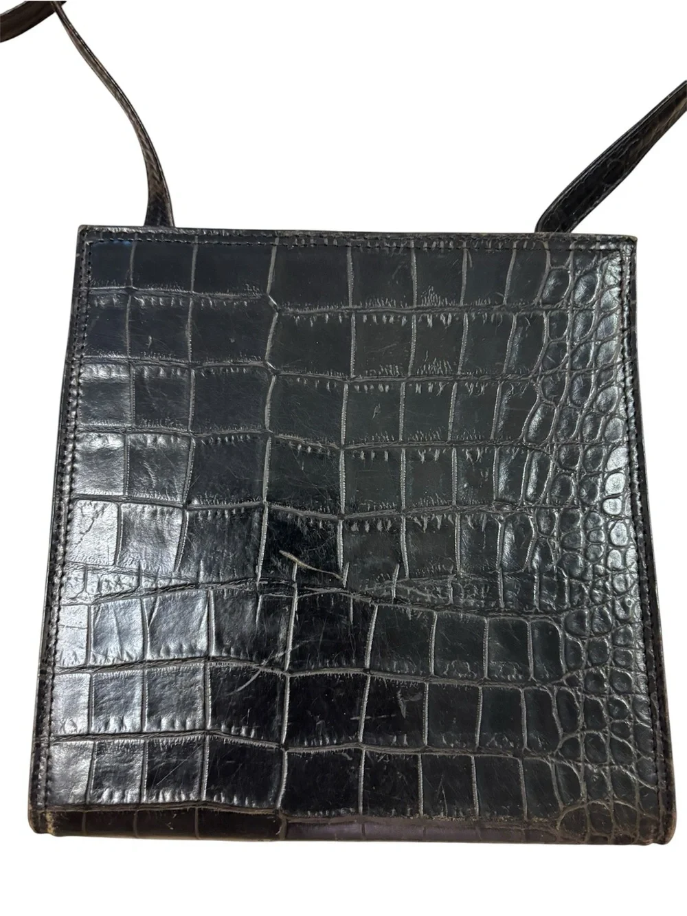 Vintage Maraolo Genuine Leather Crocodile-Embossed Shoulder Bag